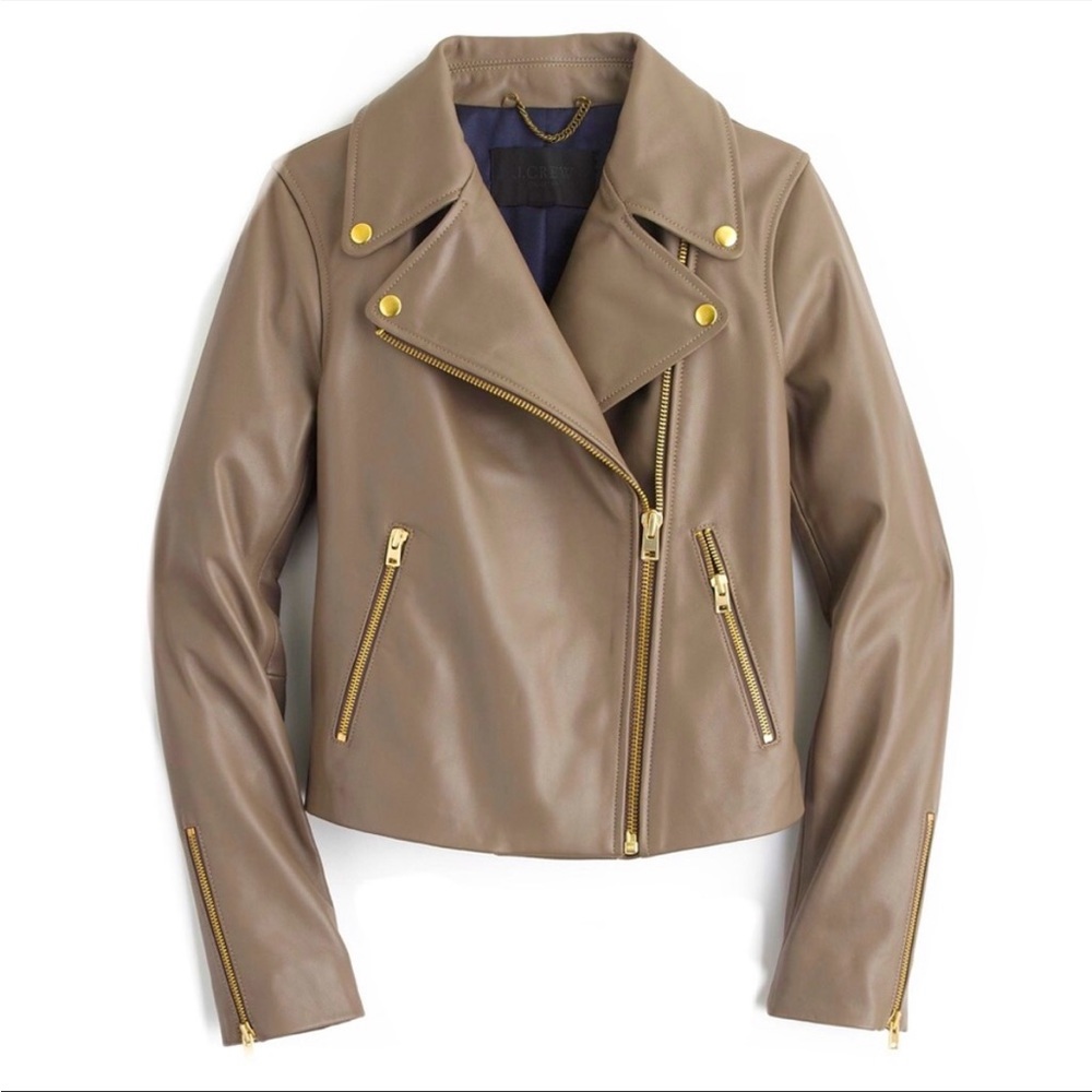 J. Crew Collection Leather Motorcycle Jacket, Ash